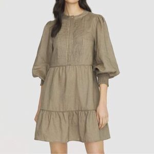 WE ARE KINDRED Madeline Linen Mini Dress 4 olive